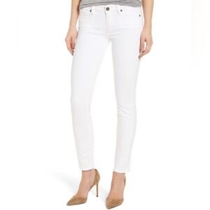 Paige White Distressed Peg Skinny Jeans
